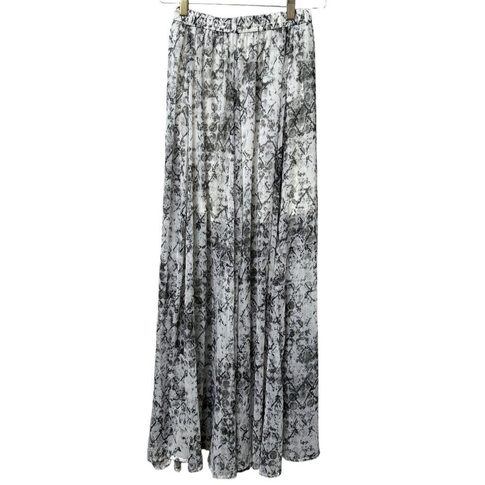 Abercrombie & Fitch Maxi Skirt Small Gray Snakeprint Chiffon Elastic Waist Flowy